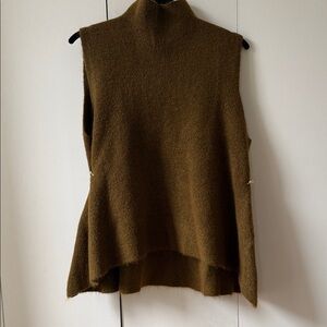 Zara Olive Sleeveless Turtleneck Sweater